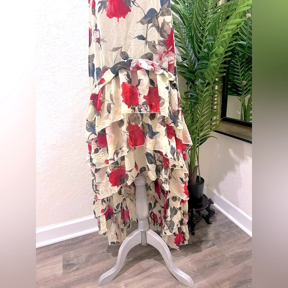 Cecico Floral Maxi Skirt with Blue and Red Accents M - Picture 2 of 4